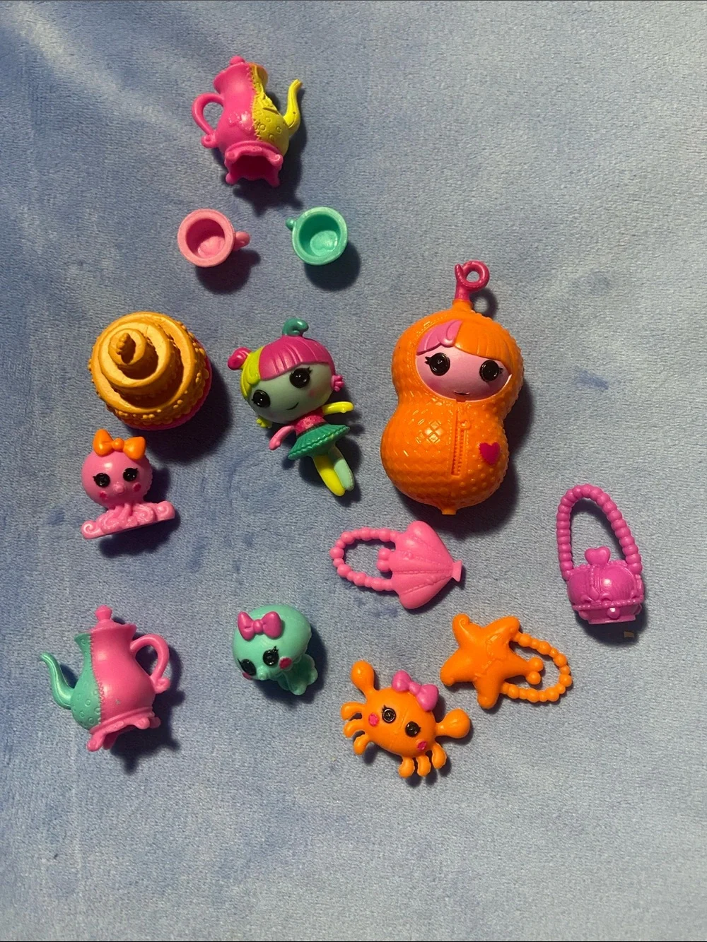 LalaLoopsy 13 Piece Set Mermaid Pets Purse Cake Tea Kettle Cup